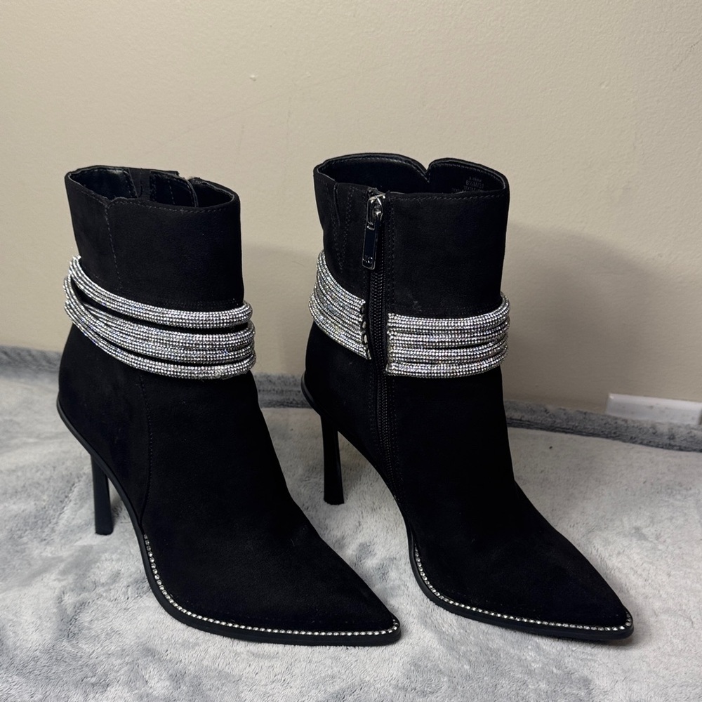 JLO Jennifer Lopez JP-Veina Rhinestone Ankle Booties - Size 6.5